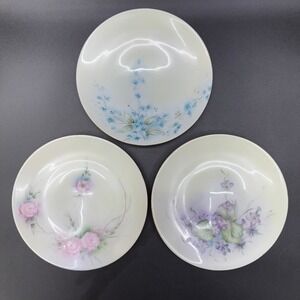 Antique Hand Painted Porcelain Plates Bavaria Set of 3 Floral Rose Violets‎